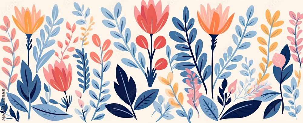 flowers and foliage colorful pattern spring summer background flowers and foliage colorful pattern spring summer background