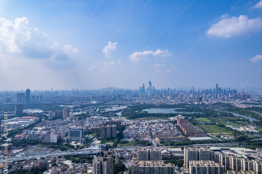 Aerial scenery of Lijiao, Haizhu District, Guangzhou, China