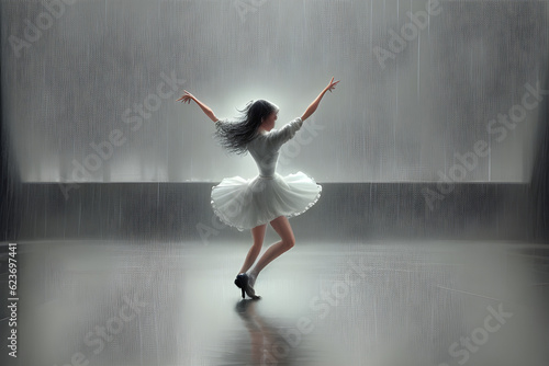 a rainy-day ballerina. Generative AI © 기영 윤