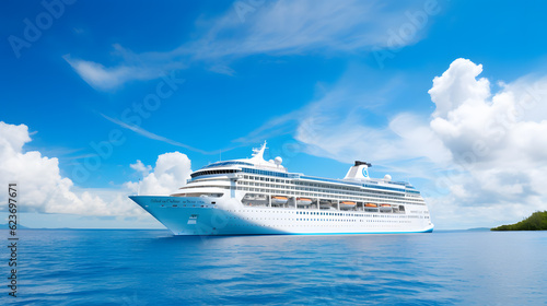 Sunny summer sea and yachting in sunny day  cruise ship  holiday  vacation  ocean  trip 