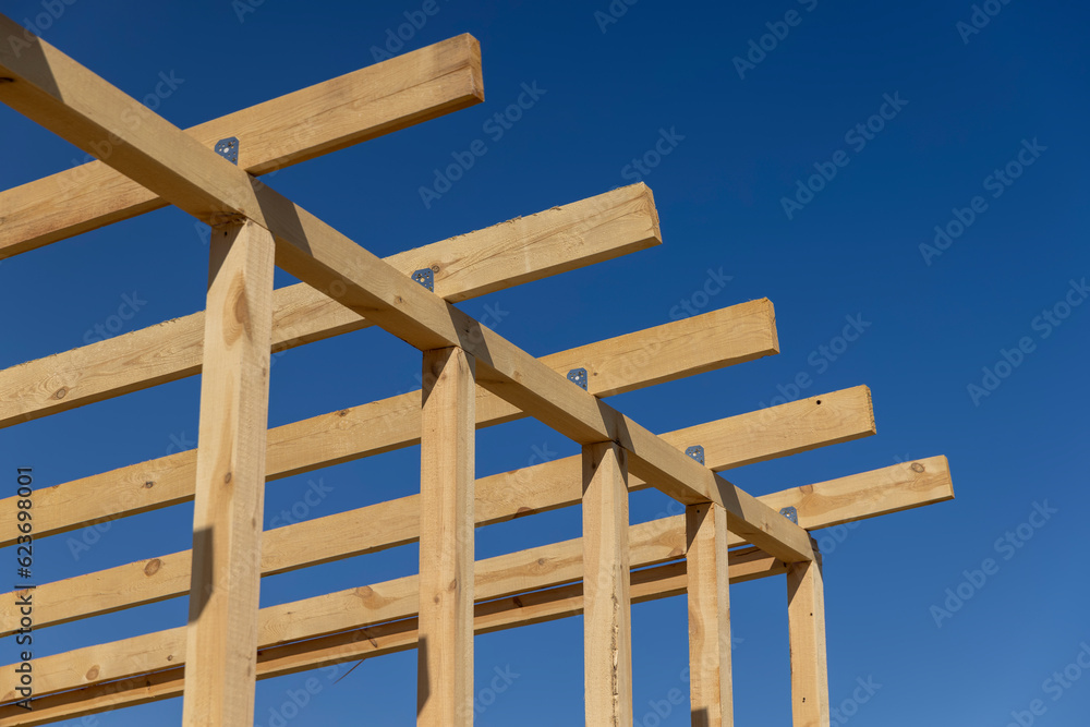the wooden part of the prefabricated structure of a frame building the wooden part of the prefabricated structure of a frame building