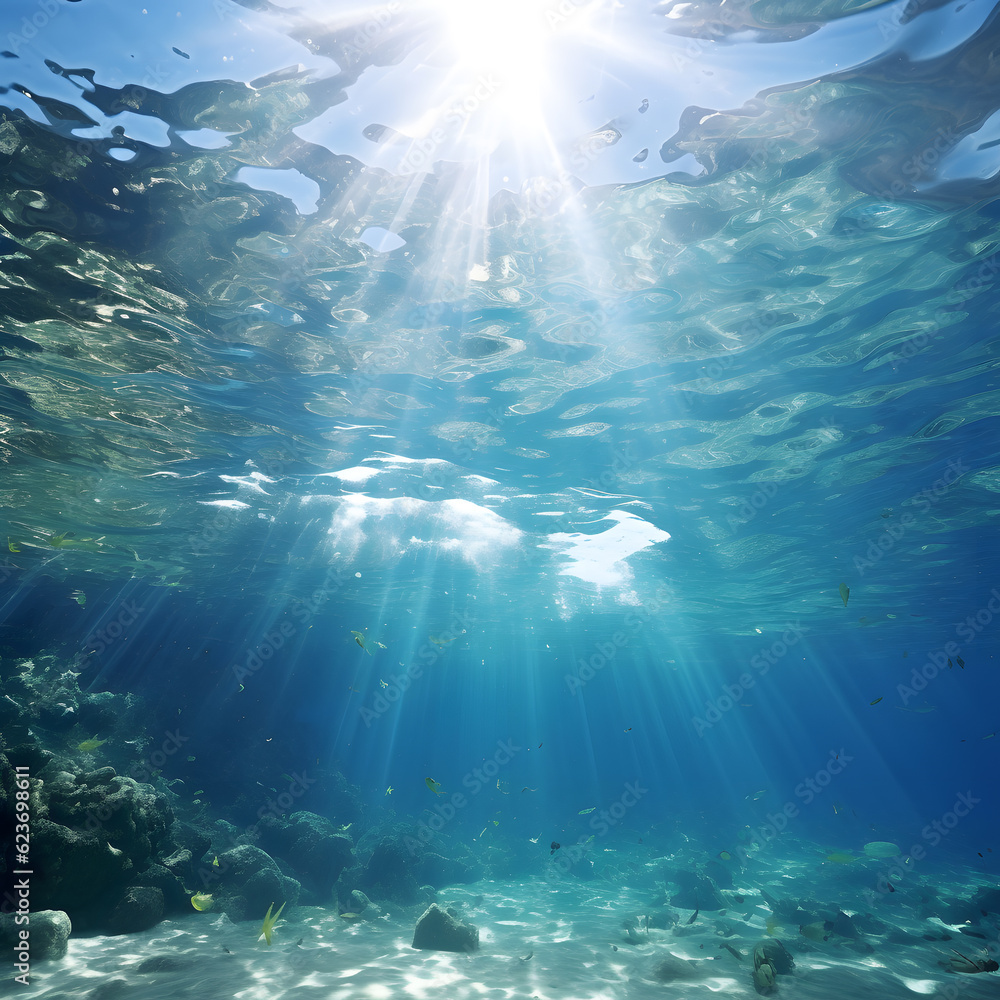 Abstract underwater background, marine, coastal, world, fish, sunny ...