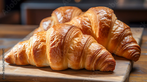 Croissants  Buttriges  bl  ttriges Geb  ck aus der Viennoiserie-K  che with Generative AI