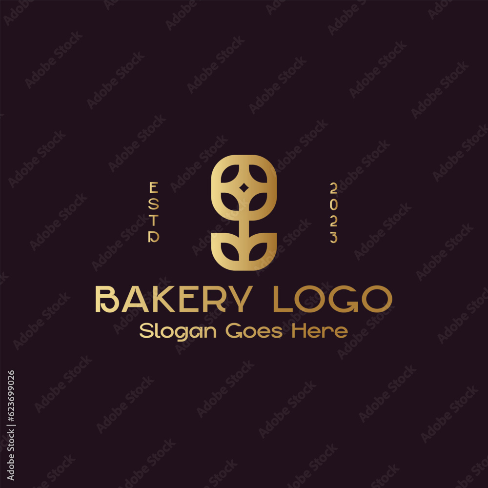 Flower Wheat Bakery Premium Logo Design