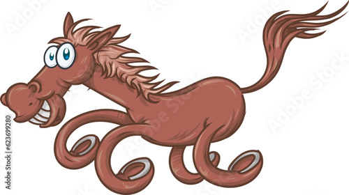 Running horse cartoon . mascot illustration