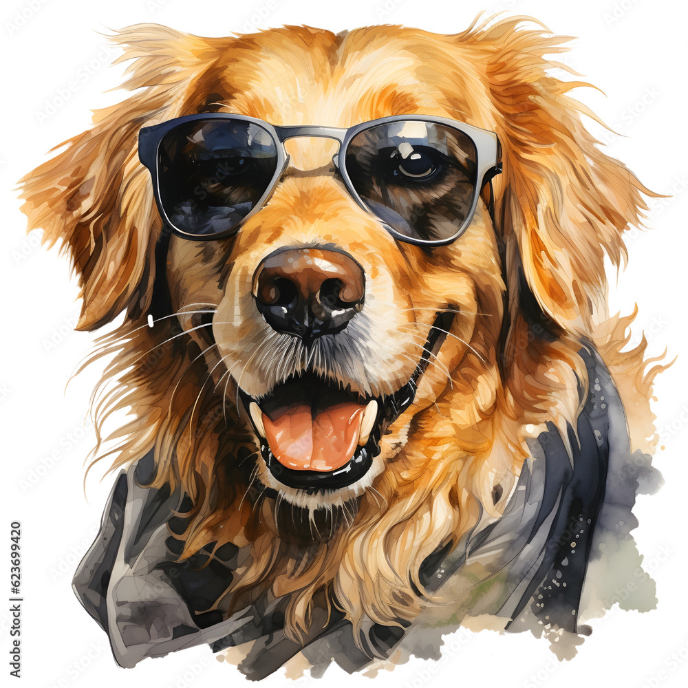 golden retriever dog with glasses