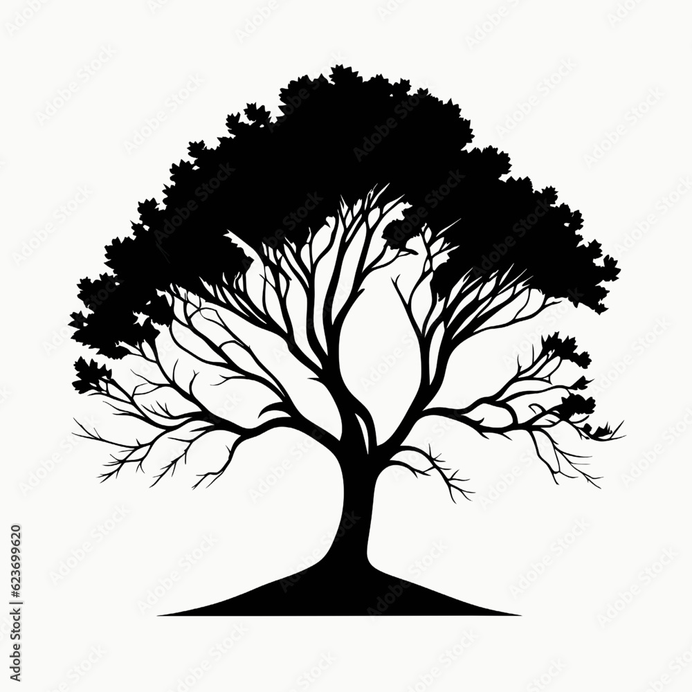 Obraz premium Tree silhouette isolated on white background. Vector illustration. Eps 10.