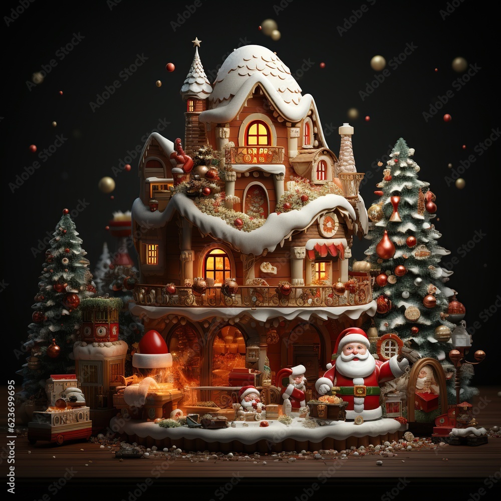 Illustration of a Santa Claus with a Christmas background, AI Generated Illustration of a Santa Claus with a Christmas background, AI Generated