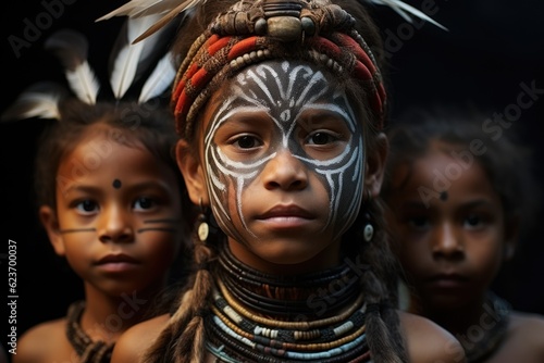 ANCIENT TRIBES IN INDONESIA YOUW VILLAGE, ATSY DISTRICT, ASMAT REGION, IRIAN JAYA, NEW GUINEA, INDONESIA photo