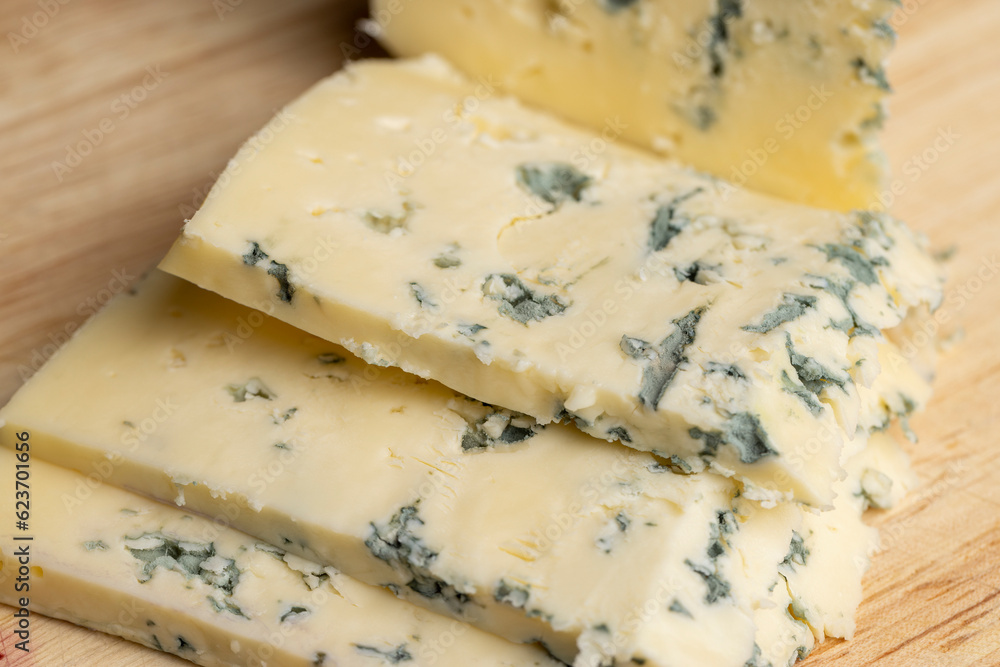 Blue mold cheese cut into pieces Blue mold cheese cut into pieces