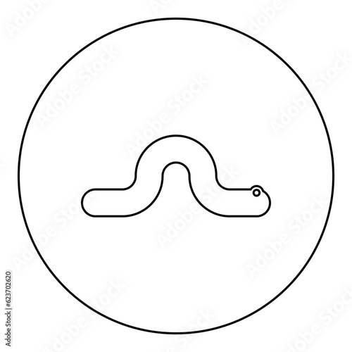 Creeping worm earthworm crawling invertebrate creep creature helminth parasite pest crawl angleworm icon in circle round black color vector illustration image outline contour line thin style