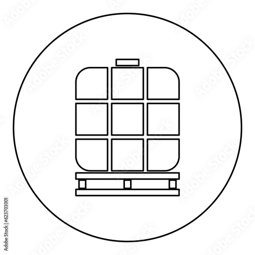 IBC intermediate bulk container tank for liquids fluid water storage reservoir icon in circle round black color vector illustration image outline contour line thin style