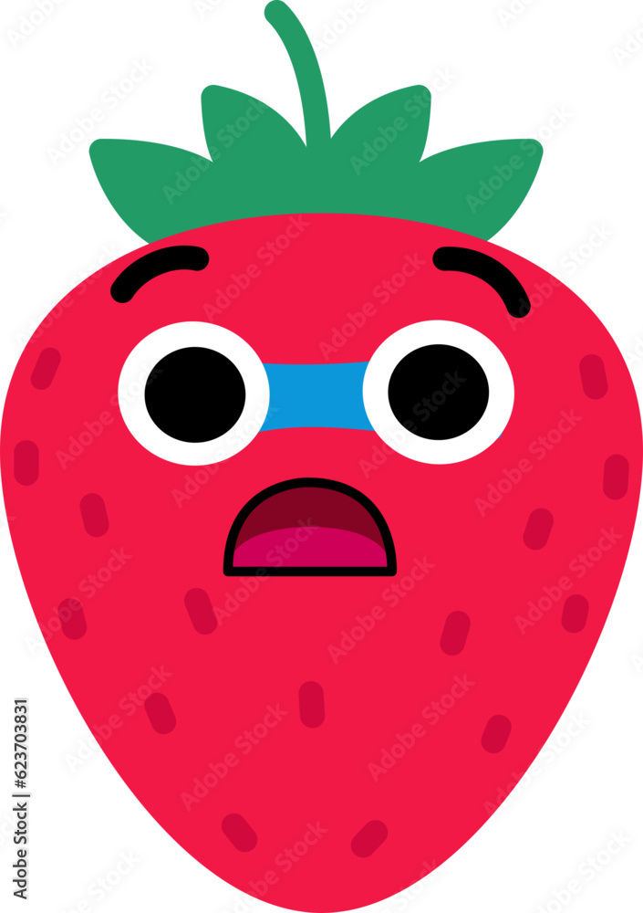 Obraz premium Strawberry Face Blue Face Scared