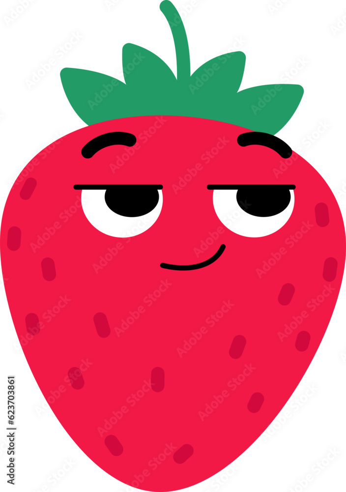 Obraz premium Strawberry Face Looking Right Know Something