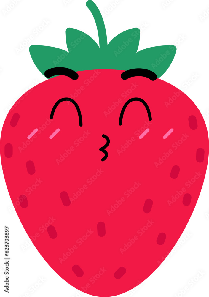 Strawberry Face Kiss Over Happy Close Eye Strawberry Face Kiss Over Happy Close Eye