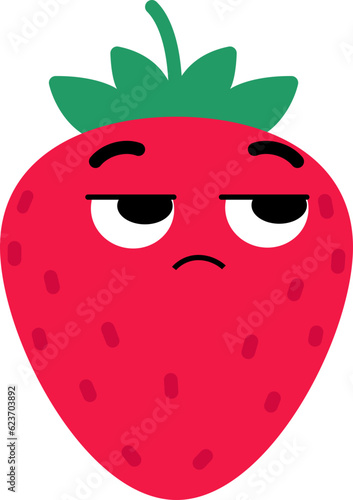 Strawberry Face Looking Right Mistrust
