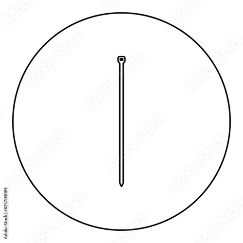 Cable tie zip building material icon in circle round black color vector illustration image outline contour line thin style
