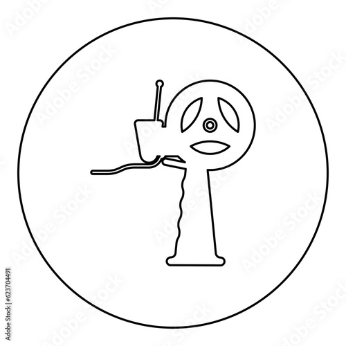 Hand dispenser for adhesive tape icon in circle round black color vector illustration image outline contour line thin style