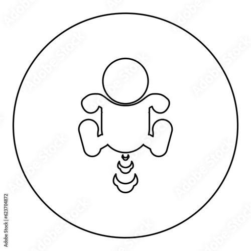 Child farts puffing icon in circle round black color vector illustration image outline contour line thin style