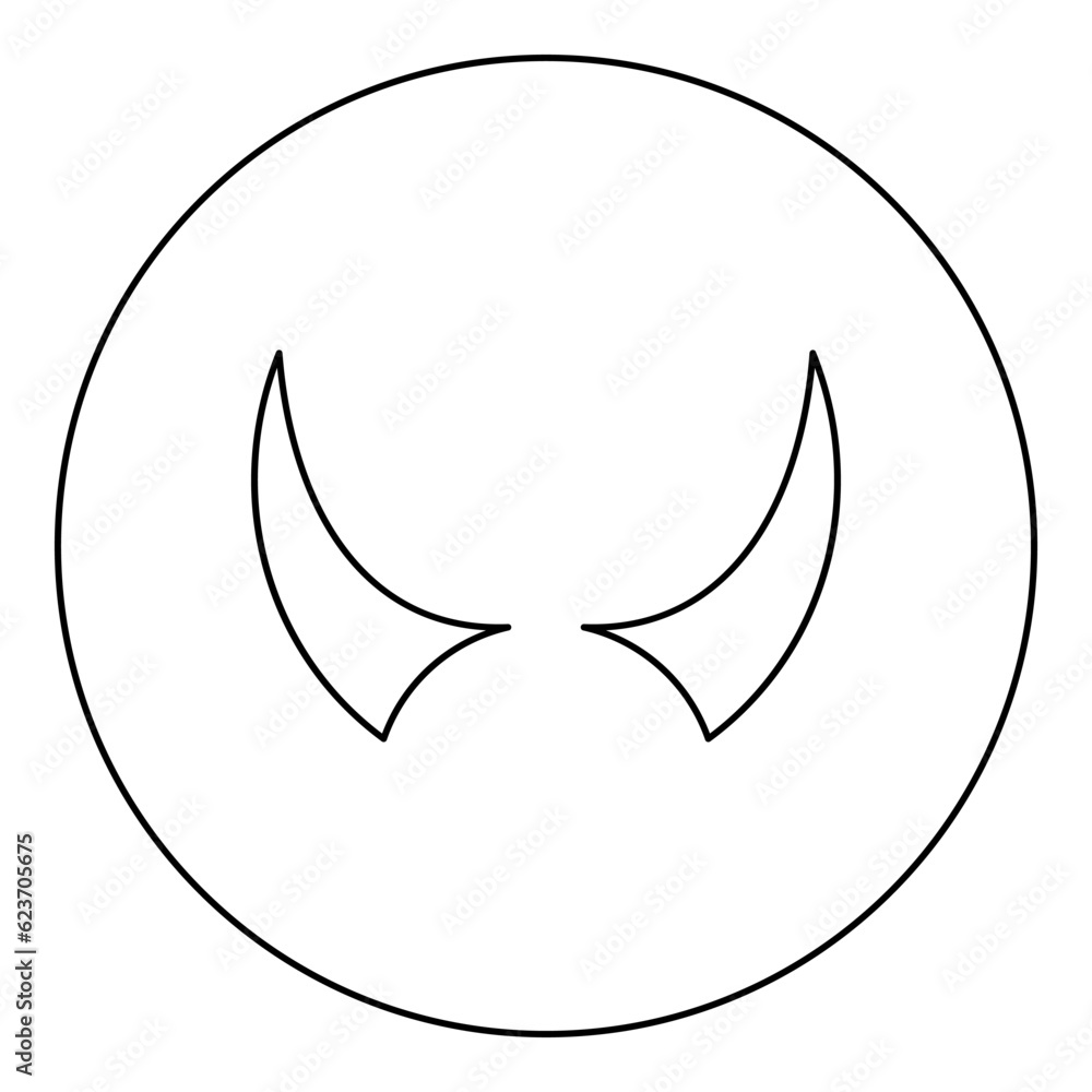 Horn of devil horns monster from hell Halloween carnival concept demon satan evil icon in circle round black color vector illustration image outline contour line thin style Horn of devil horns monster from hell Halloween carnival concept demon satan evil icon in circle round black color vector illustration image outline contour line thin style