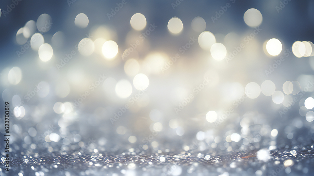 Silver Abstract Bokeh Background. Generative AI