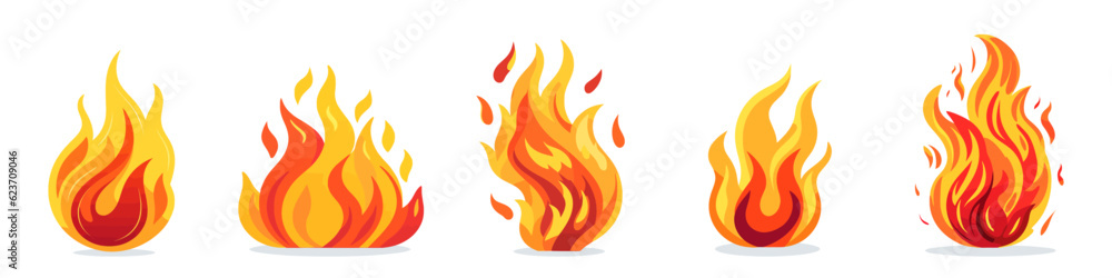 Fire logo icons set. Cute cartoon image of bonfire. Vector illustration. Fire logo icons set. Cute cartoon image of bonfire. Vector illustration.