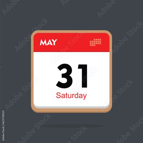 saturday 31 may icon with black background, calender icon 