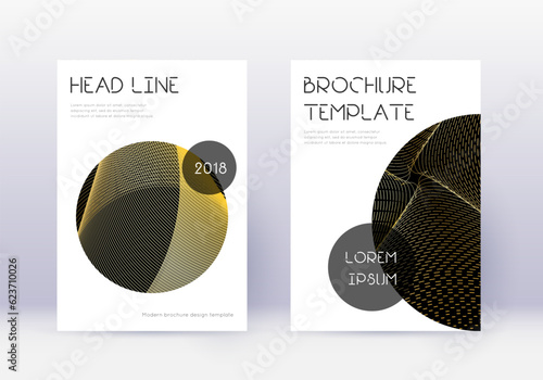 Trendy cover design template set. Gold abstract li