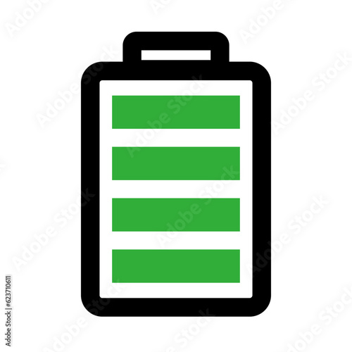 Simple full charging battery icon. Vector.
