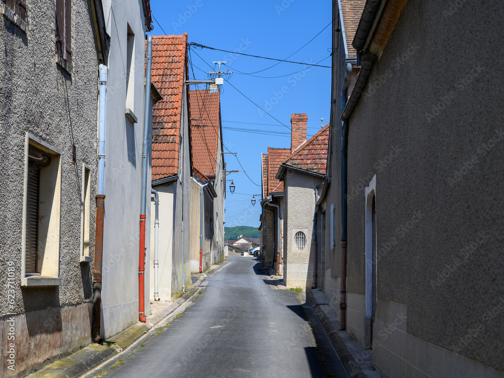 Walking in touristic old village Ambonnay, grand cru village for producing of sparkling wine champagne, France