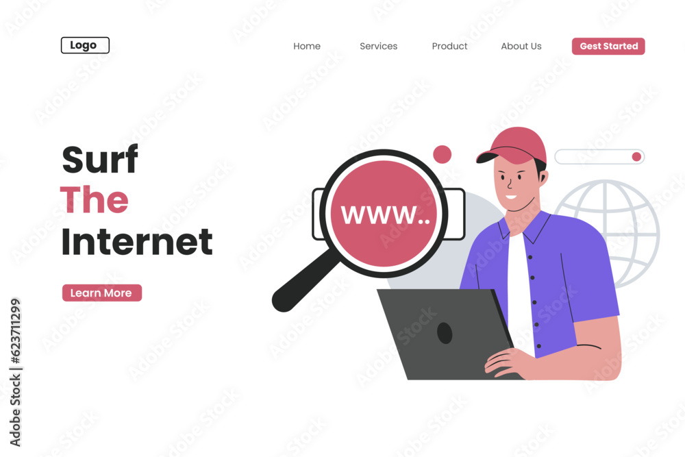 surfing internet landing page. Business strategy planning landing page. Flat vector illustration isolated on white background surfing internet landing page. Business strategy planning landing page. Flat vector illustration isolated on white background