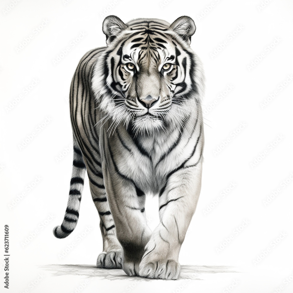 Fototapeta premium graphic drawing of a crouching tiger 