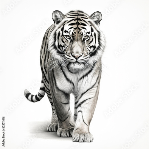 graphic drawing of a crouching tiger 