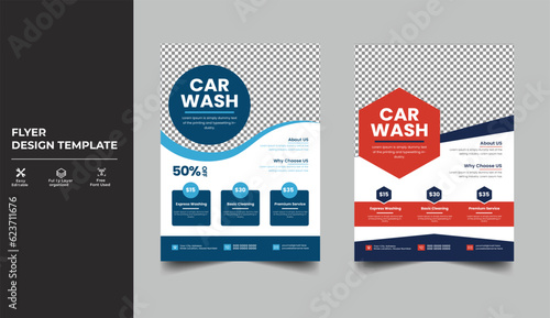 Car Wash Flyer Design Template, Car Cleaning Service Poster, Car Cleaning Service vector layout design for car wash service