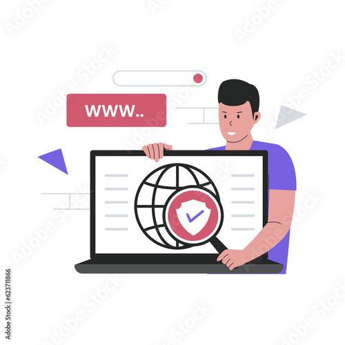 Protect surfing on the internet concept illustration. Protect surfing on the internet concept illustration. Flat vector illustration isolated on white background