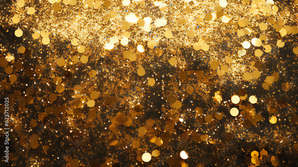 Gold Glitter Glamorous  Background. Generative AI.