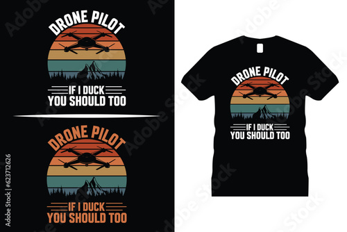 Flying Drone T shirt design. Use for T-Shirt, mugs, stickers, Cards, etc.