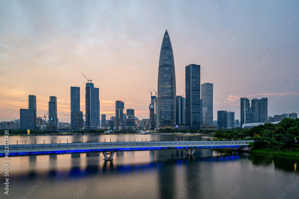 Skyline of Houhai CBD buildings, Nanshan District, Shenzhen, China