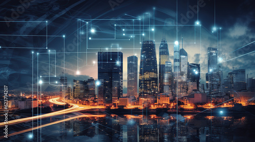 Wallpaper Mural futuristic cityscape abstract background  Torontodigital.ca