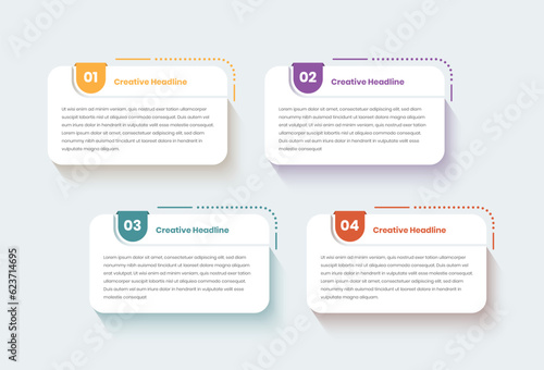 Long text presentation simple steps infographic template design with long shadow