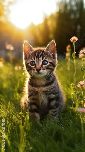 Adorable Tabby Kitten in Natural Lighting AI Generated