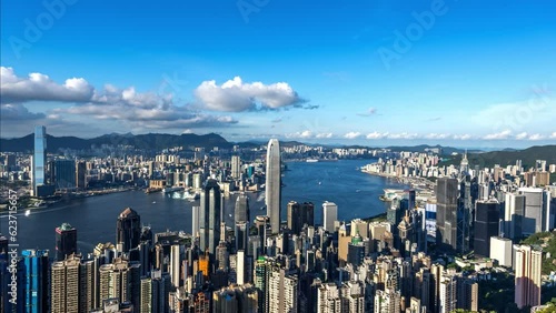 Wallpaper Mural Hong Kong time-lapse photography video Modern financial center building city scenery Torontodigital.ca