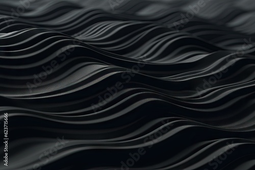 Dark Abstract Background with Black 3D Rippling Waves AI Generated