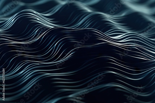 Dark Abstract Background with Black 3D Rippling Waves AI Generated