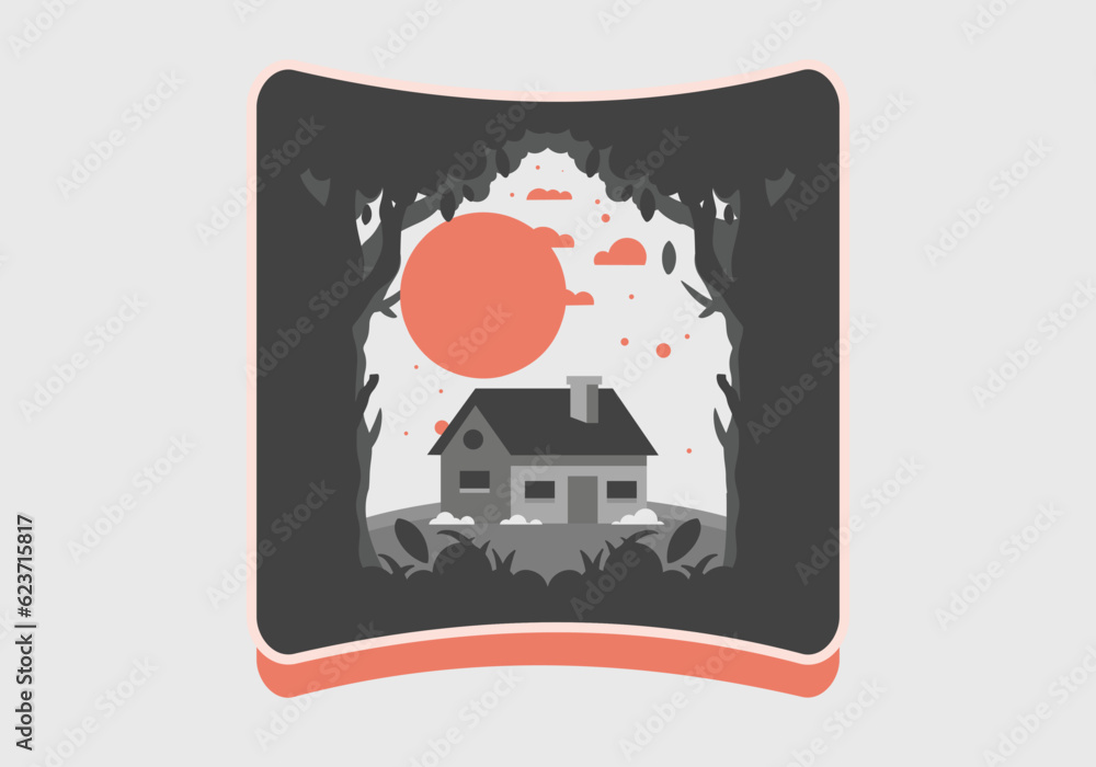 Obraz premium Colorful flat illustration of a simple house