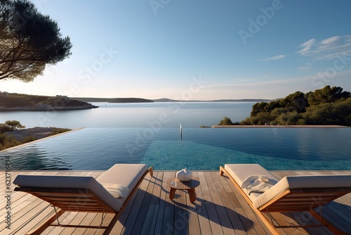 Stunning Views of the Adriatic Sea with an Infinity Pool AI Generated