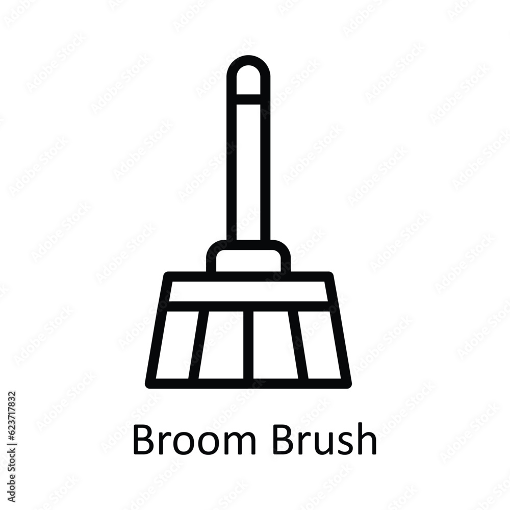 Broom Brush Vector outline Icon Design illustration. Kitchen and home Symbol on White background EPS 10 File Broom Brush Vector outline Icon Design illustration. Kitchen and home Symbol on White background EPS 10 File