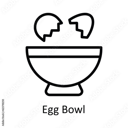 Egg Bowl Vector outline Icon Design illustration. Kitchen and home Symbol on White background EPS 10 File