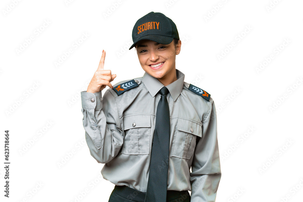 Young safeguard woman over isolated chroma key background showing and lifting a finger in sign of the best Young safeguard woman over isolated chroma key background showing and lifting a finger in sign of the best