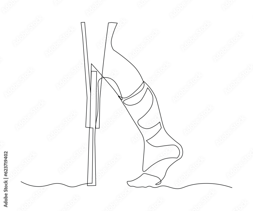 Abstract Sick Leg Foot In A Cast gypsum On A Crutch Continuous abstract-sick-leg-foot-in-a-cast-gypsum-on-a-crutch-continuous